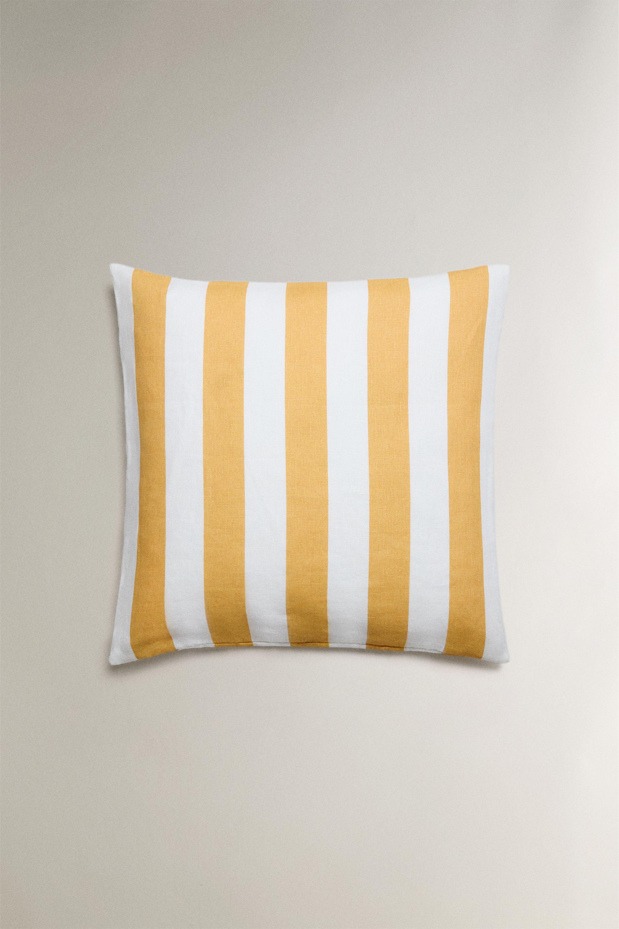 HOUSSE DE COUSSIN RAYURES LIN
